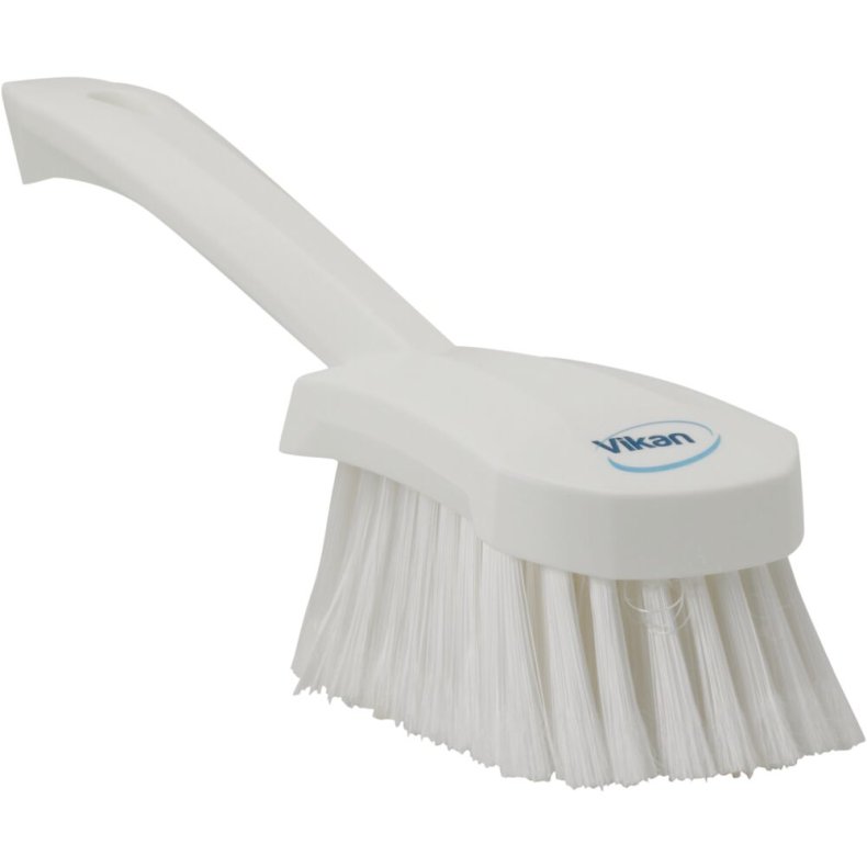 H�ndb�rste, Vikan, 27x7x8,5cm, hvid, polyester/PP/rustfrit st�l, bl�d, spaltet