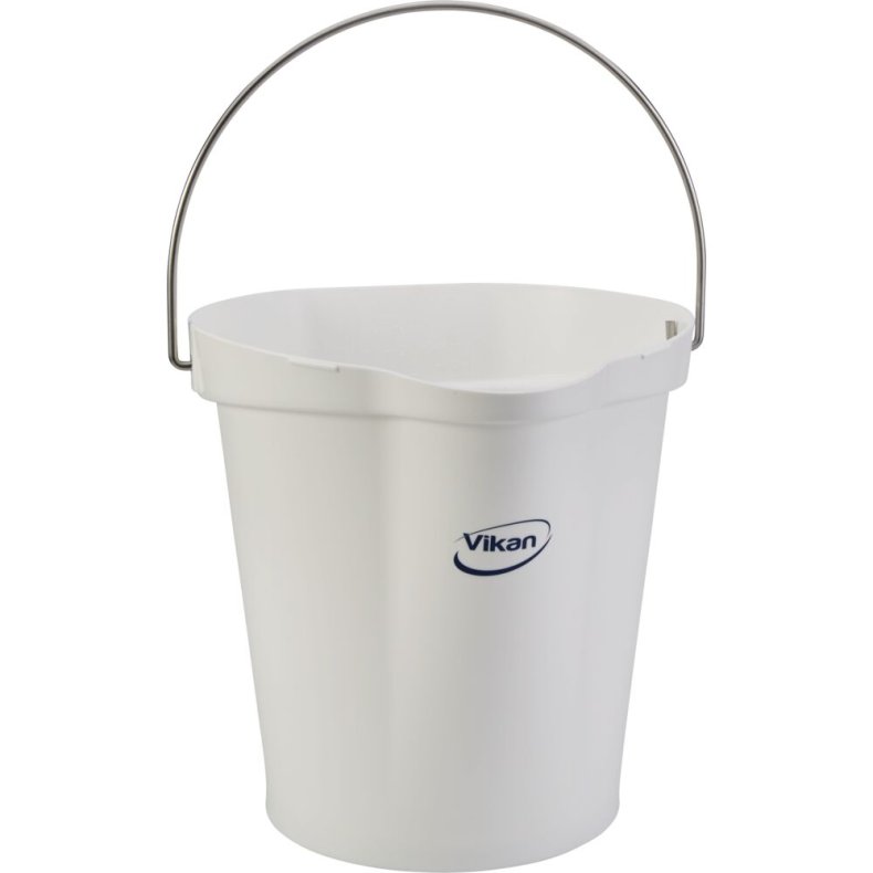 Spand til f�devarer, Vikan, 31,8x32,5cm, 12 l, hvid, PP/rustfrit st�l, med h�ldetud