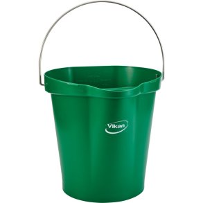 Spand til f�devarer, Vikan, 31,8x32,5cm, 12 l, gr�n, PP/rustfrit st�l, med h�ldetud