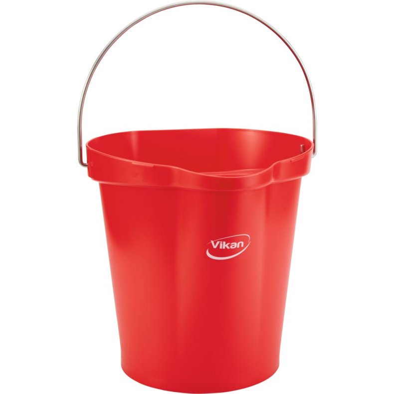 Spand til f�devarer, Vikan, 31,8x32,5cm, 12 l, r�d, PP/rustfrit st�l, med h�ldetud