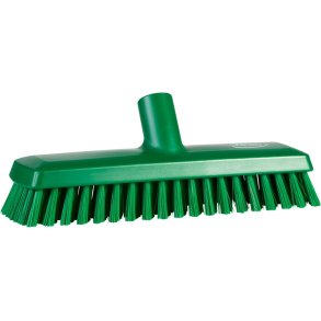 Gulvskrubbe med vandgenneml�b, Vikan, 27x7,5x10cm, gr�n, polyester/PP/rustfrit st�l, 27 cm, medium *Denne vare tages ikke retur*