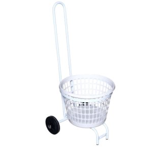 Vaskerivogn, 560x450x1060mm, 32 l, hvid, plast/pulverlakeret st�l/gummi, med h�ndtag, 2 hjul og st�tteben, rund *Denne vare tages ikke retur*