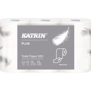 Toiletpapir, Katrin Plus, 2-lags, 50m x 10,4cm, �11,6cm, hvid, nyfiber
