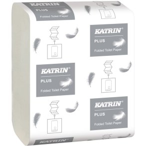 Toiletpapir, Katrin Plus, 2-lags, 23x10,3cm, hvid, nyfiber, i ark