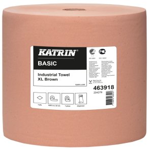V�rkstedsrulle, Katrin Basic, 1-lags, 1000m x 32cm, �37cm, brun, genanvendt papir
