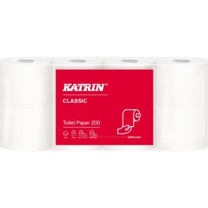 Toiletpapir, Katrin Classic, 2-lags, 25m x 9,7cm, �10,5cm, hvid, blandingsfibre