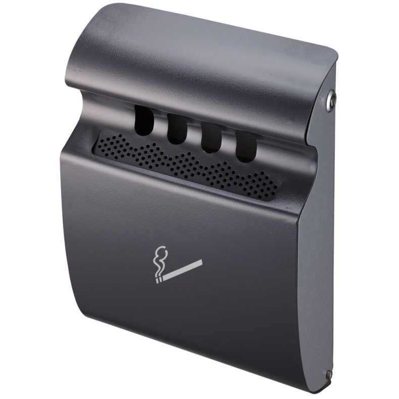 Askeb�ger, V-Part, gr�, pulverlakeret st�l, 3 l, med metal inderspand, ildd�mpende, forberedt til udend�rs v�gmontering inkl. materiale til montering og n�gle