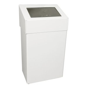 Affaldsspand, V-Part, hvid, epoxylakeret aluminium, 50 l, forberedt til v�gmontering inkl. materiale til montering, ildd�mpende, til tungt affald