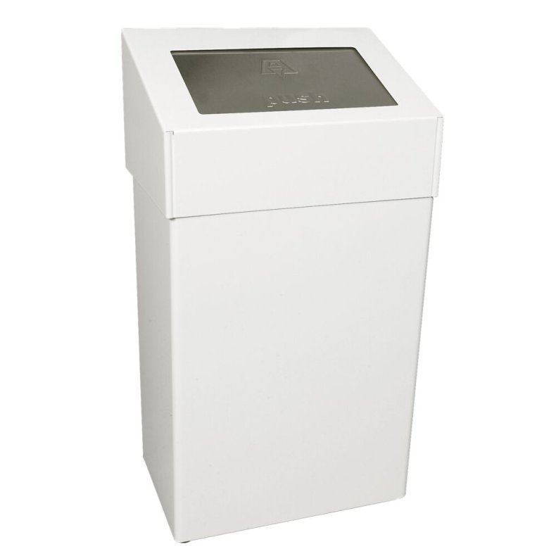 Affaldsspand, V-Part, hvid, epoxylakeret aluminium, 50 l, forberedt til v�gmontering inkl. materiale til montering, ildd�mpende, til tungt affald