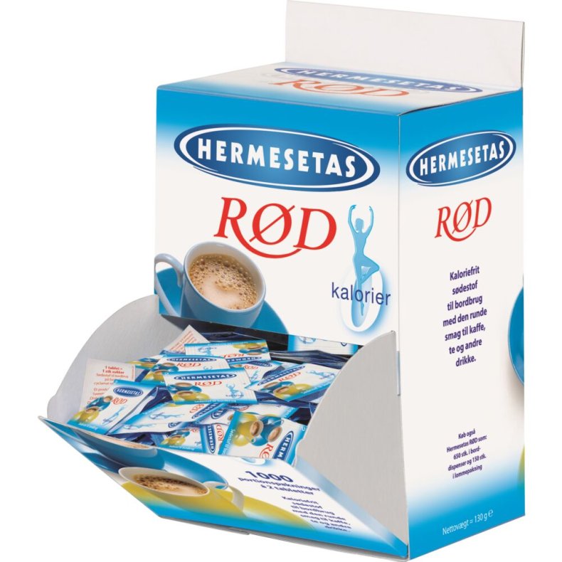 S�detabletter, Hermesetas r�d, 2 stk. per pakke