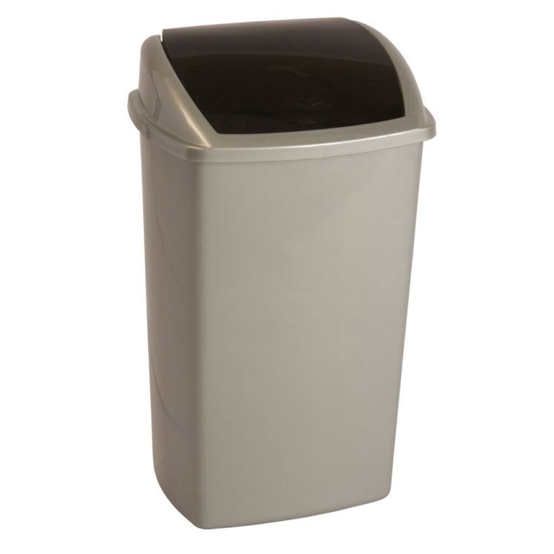 Affaldsspand, V-Part, gr�, plast, 50 l, med sort sving l�g, forberedt til v�gmontering