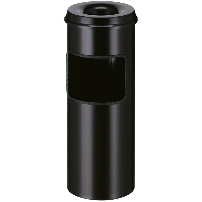 Affaldsspand, med askeb�ger, V-Part, sort, pulverlakeret st�l, 30 l, selvslukkende