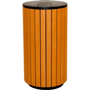Udend�rs affaldsspand, V-Part, tr�, plast/pulverlakeret st�l, 90 l, med sort l�g og s�kkeholder, til tungt affald, forberedt til jordmontering inkl. materiale til montering