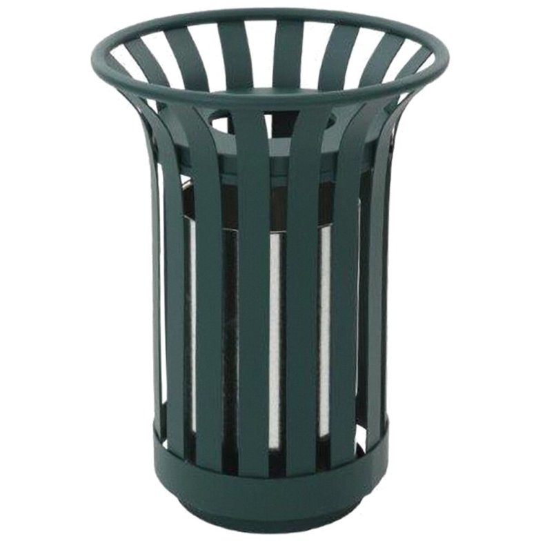 Udend�rs affaldsspand, V-Part, gr�n, st�l, 40 l, rund, medium. inderspand i metal, ildd�mpende, til udend�rs og tungt affald, forberedt til jordmontering *Denne vare tages ikke retur*