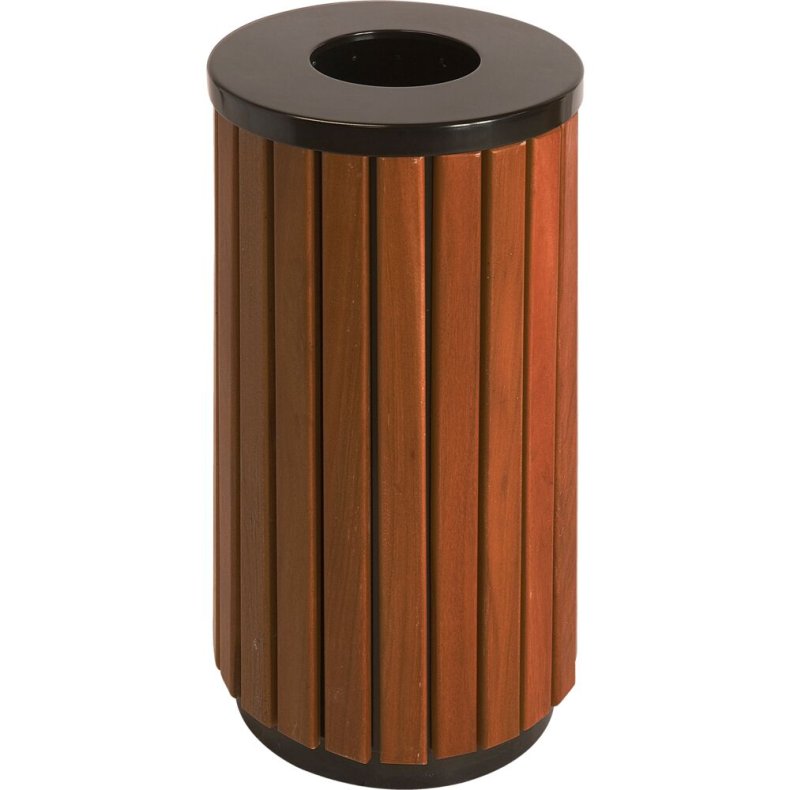 Affaldsspand, V-Part, tr�, st�l, 40 l, rund, med sort l�g, inderspand i metal, ildd�mpende, til udend�rs og tungt affald, forberedt til jordmontering