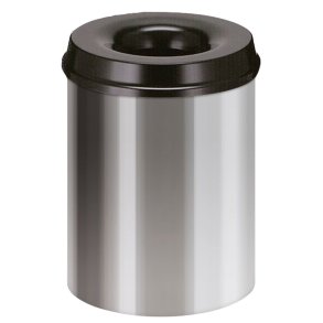 Brandh�mmende affaldsspand, V-Part, alu, pulverlakeret st�l, 15 l, med sort l�g, brandsikker *Denne vare tages ikke retur*