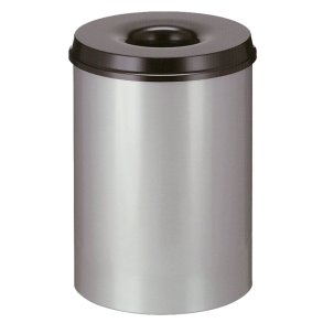 Brandh�mmende affaldsspand, V-Part, alu, pulverlakeret st�l, 30 l, med sort l�g, brandsikker *Denne vare tages ikke retur*