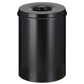Brandh�mmende affaldsspand, V-Part, sort, pulverlakeret st�l, 30 l, brandsikker *Denne vare tages ikke retur*