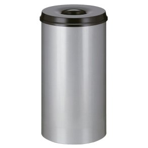 Brandh�mmende affaldsspand, V-Part, alu, pulverlakeret st�l, 50 l, med sort l�g, brandsikker *Denne vare tages ikke retur*