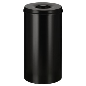 Brandh�mmende affaldsspand, V-Part, sort, pulverlakeret st�l, 50 l, brandsikker