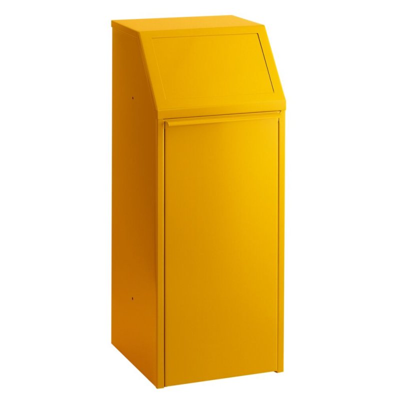 Affaldsspand, V-Part, gul, galvaniseret st�l/pulverlakeret st�l, 70 l, med inderspand i metal, ildd�mpende
