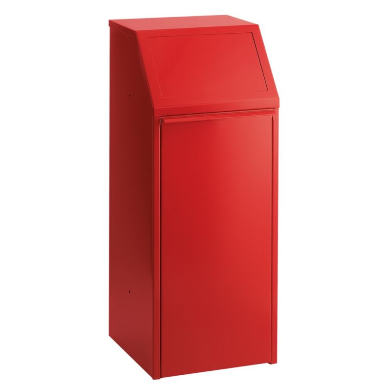 Affaldsspand, V-Part, r�d, galvaniseret st�l/pulverlakeret st�l, 70 l, med inderspand i metal, ildd�mpende