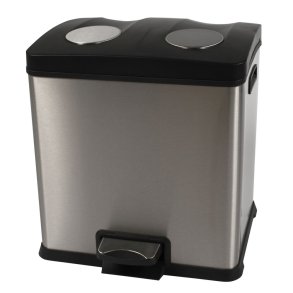 Pedalspand, EKO Rejoice, st�l, FPP/rustfrit st�l, 2-rums, 12+12 l, plast inderspande, soft close, fingeraftryksfri *Denne vare tages ikke retur*
