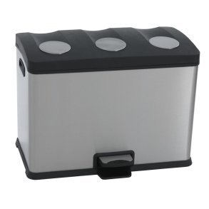 Pedalspand, EKO Rejoice, st�l, FPP/rustfrit st�l, 3-rums, 3x12 l, plast inderspande, soft close, fingeraftryksfri *Denne vare tages ikke retur*