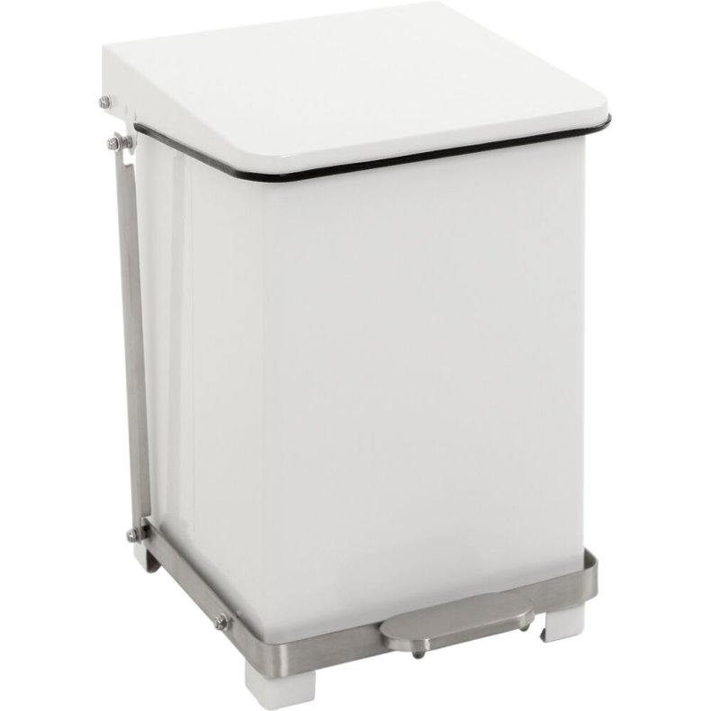 Pedalspand, V-Part, hvid, pulverlakeret st�l, 27 l, s�kkeholder, soft close, ildd�mpende, fingeraftryksfri *Denne vare tages ikke retur*