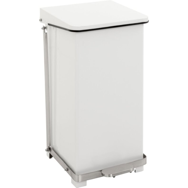 Pedalspand, V-Part, hvid, pulverlakeret st�l, 45 l, s�kkeholder, soft close, ildd�mpende, fingeraftryksfri *Denne vare tages ikke retur*