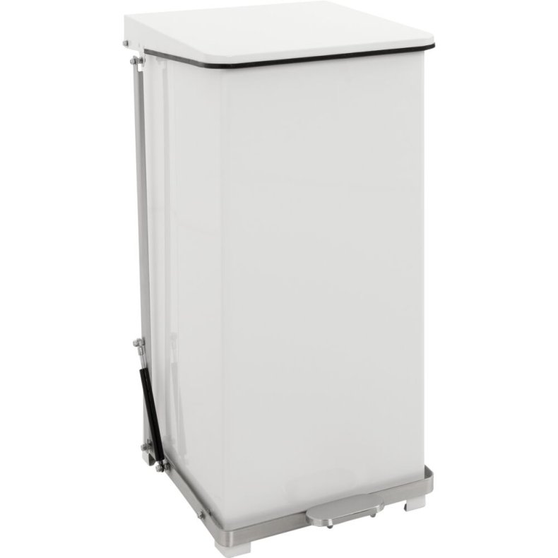 Pedalspand, V-Part, hvid, pulverlakeret st�l, 90 l, s�kkeholder, soft close, ildd�mpende, fingeraftryksfri