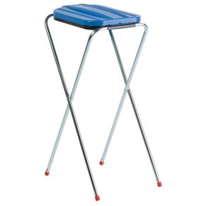 Affaldsstativ, V-Part, st�l, plast/st�l, 100 l, med bl� l�g og s�kkeholder