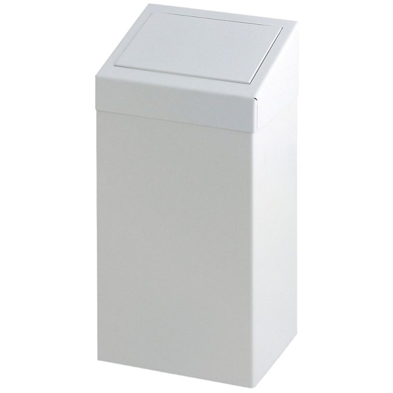 Affaldsspand, V-Part, hvid, st�l, 50 l, med vippe l�g, ildd�mpende og forberedt til v�gmontering inkl. materiale til montering