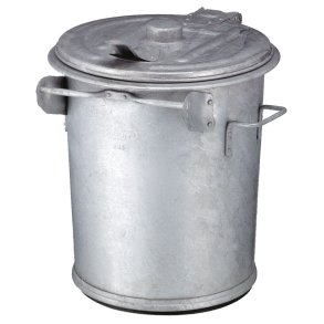 Affaldsspand, V-Part, gr�, galvaniseret st�l, 70 l, ildd�mpende, udend�rs, til tungt affald