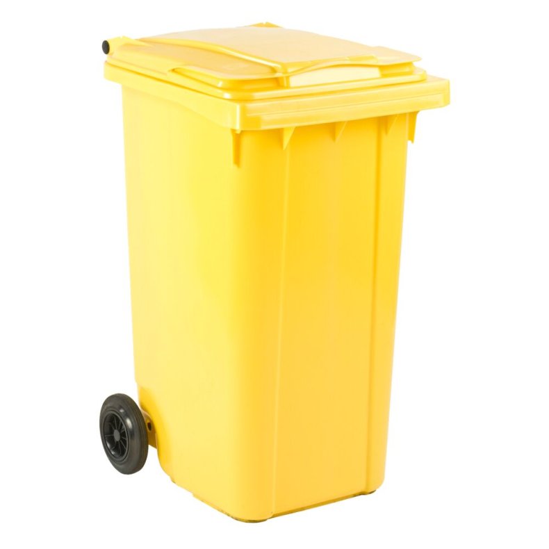 Affaldscontainer, ESE, gul, HDPE/plast, 240 l, UV-resistent, til tungt affald og udend�rs *Denne vare tages ikke retur*