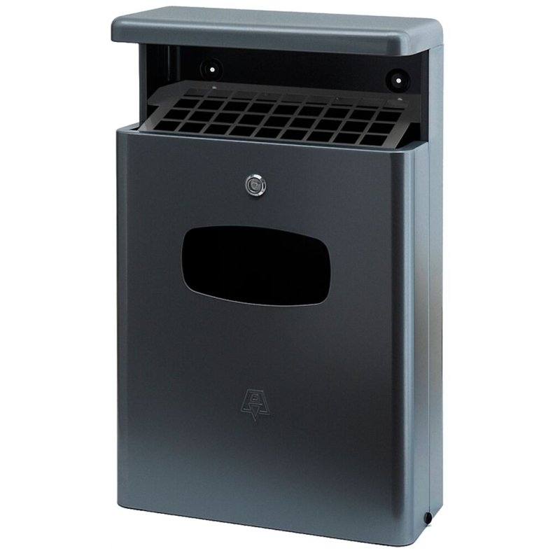 Affaldsspand,, V-Part, antracit, aluminium, 16 l, udend�rs, med askeb�ger, forberedt til v�gmontering, inderspand i aluminium, ildd�mpende, til udend�rs og tungt affald, med n�gler *Denne vare tages ikke retur*