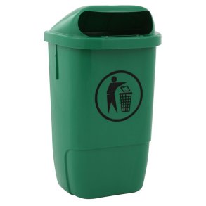 Udend�rs affaldsspand, V-Part, gr�n, plast, 50 l, forberedt til v�g- eller jordmontering, med n�gle, til tungt affald og udend�rs