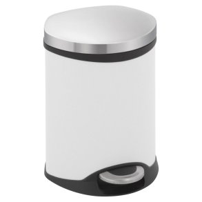 Pedalspand, EKO Shell-bin, hvid, pulverlakeret st�l, 6 l, m. plast inderspand og soft close l�g *Denne vare tages ikke retur*