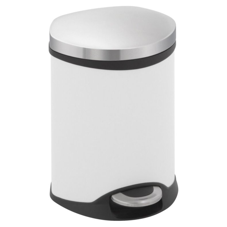 Pedalspand, EKO Shell-bin, hvid, pulverlakeret st�l, 6 l, m. plast inderspand og soft close l�g *Denne vare tages ikke retur*