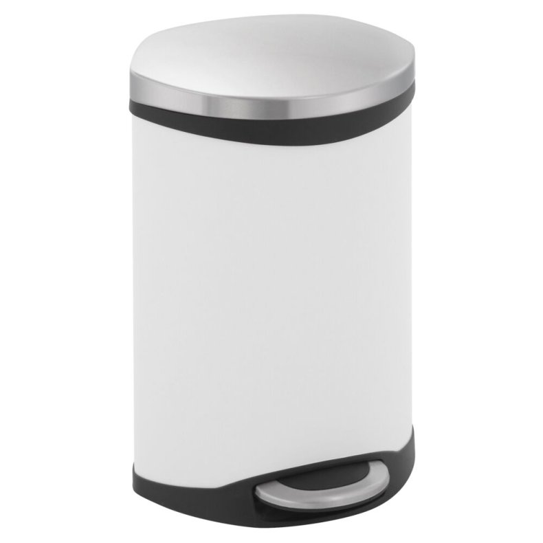 Pedalspand, EKO Shell-bin, hvid, pulverlakeret st�l, 10 l, m. plast inderspand, og soft close l�g *Denne vare tages ikke retur*