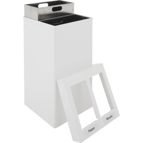 Affaldsspand, Carro-Line Carro-Mix, hvid, pulverlakeret st�l, 2-rums, 2x25 l, med inderspand i metal, ildd�mpende, kildesortering mulig, til tungt affald *Denne vare tages ikke retur*