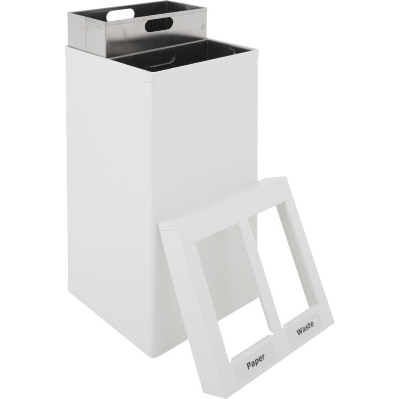 Affaldsspand, Carro-Line Carro-Mix, hvid, pulverlakeret st�l, 2-rums, 2x25 l, med inderspand i metal, ildd�mpende, kildesortering mulig, til tungt affald *Denne vare tages ikke retur*