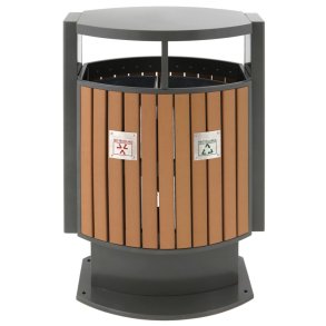 Udend�rs affaldsspand, V-Part, gr�, st�l/tr�, 2-rums, 2x39 l, med inderspand i metal, ildd�mpende, forberedt til jordmontering inkl. materiale til montering og n�gle *Denne vare tages ikke retur*