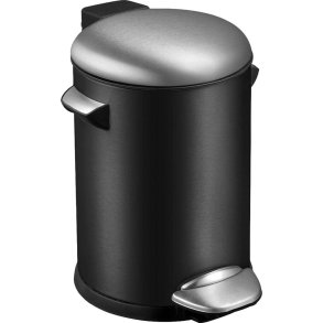 Pedalspand, EKO Belle Deluxe, sort, pulverlakeret st�l, 3 l, med inderspand i plast, og soft close l�g, sikret mod fingeraftryk *Denne vare tages ikke retur*