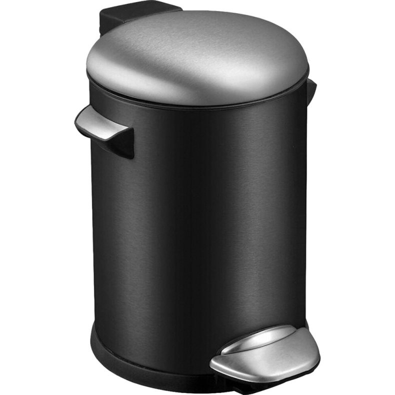 Pedalspand, EKO Belle Deluxe, sort, pulverlakeret st�l, 3 l, med inderspand i plast, og soft close l�g, sikret mod fingeraftryk *Denne vare tages ikke retur*