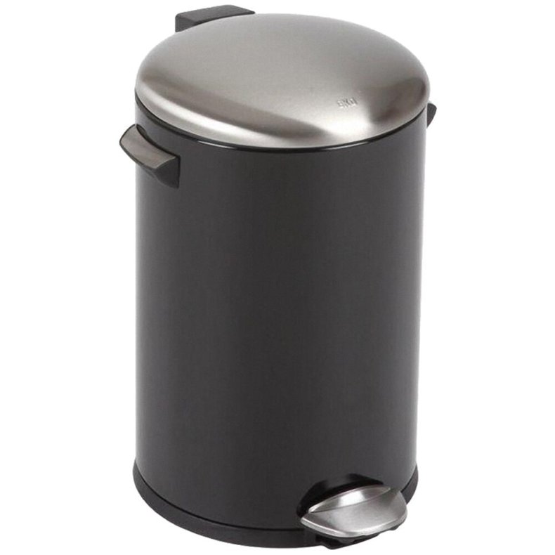 Pedalspand, EKO Belle Deluxe, sort, pulverlakeret st�l, 12 l, med inderspand i plast, og soft close l�g, sikret mod fingeraftryk *Denne vare tages ikke retur*