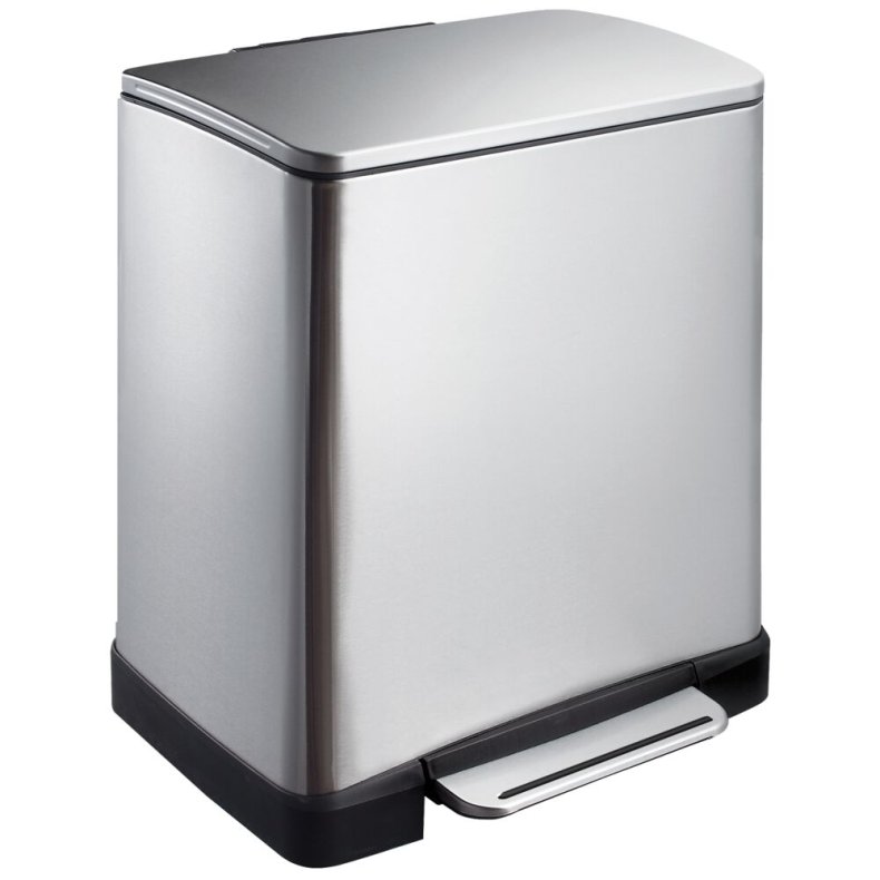 Pedalspand, EKO E-cube, st�l mat, plast/rustfrit st�l, 2-rums, 10+9 l, plast inderspand, soft close, fingeraftryksfri *Denne vare tages ikke retur*