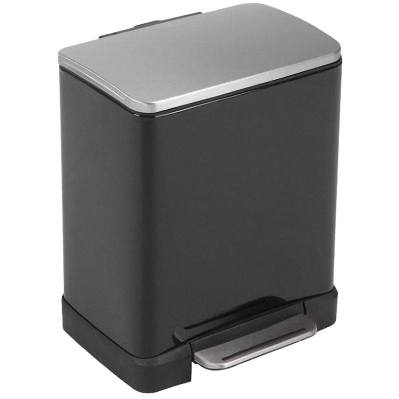 Pedalspand, EKO E-cube, sort, pulverlakeret st�l, 20 l, plast inderspand, soft close, fingeraftryksfri *Denne vare tages ikke retur*