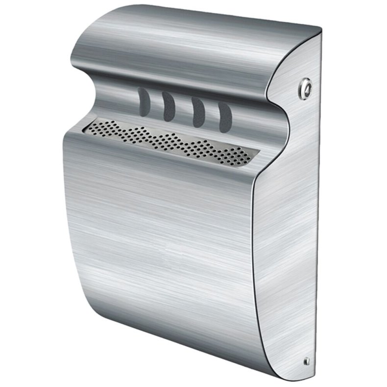 Askeb�ger, V-Part, st�l, rustfrit st�l, 3 l, med metal inderspand, ildd�mpende, forberedt til udend�rs v�gmontering inkl. materiale til montering og n�gle *Denne vare tages ikke retur*