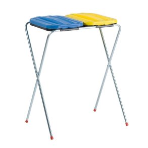 Affaldsstativ, V-Part, st�l, plast/st�l, 2-rums, 2x100 l, med gult og bl�t l�g *Denne vare tages ikke retur*